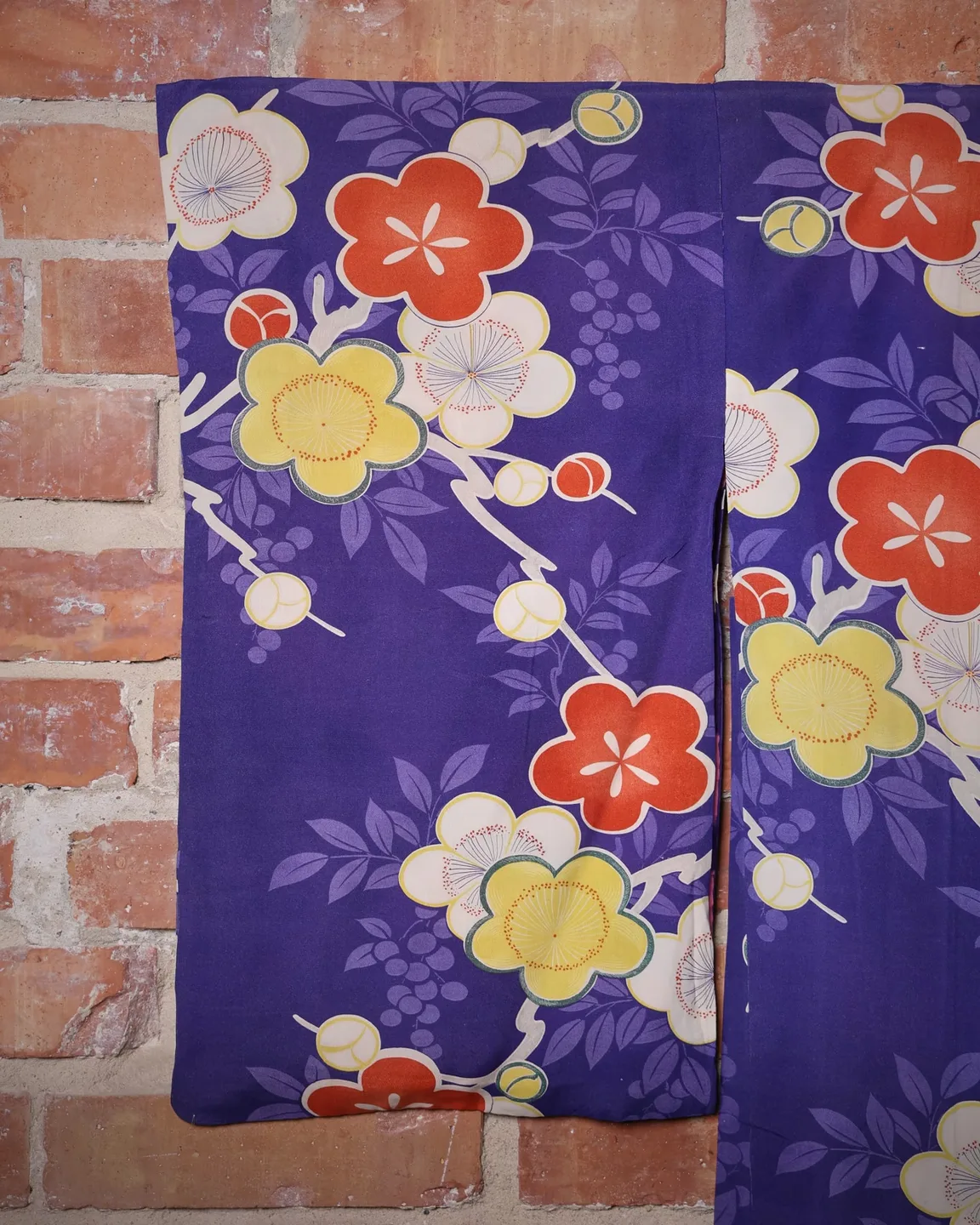 Purple haori with large multicoloured flowers — view 2