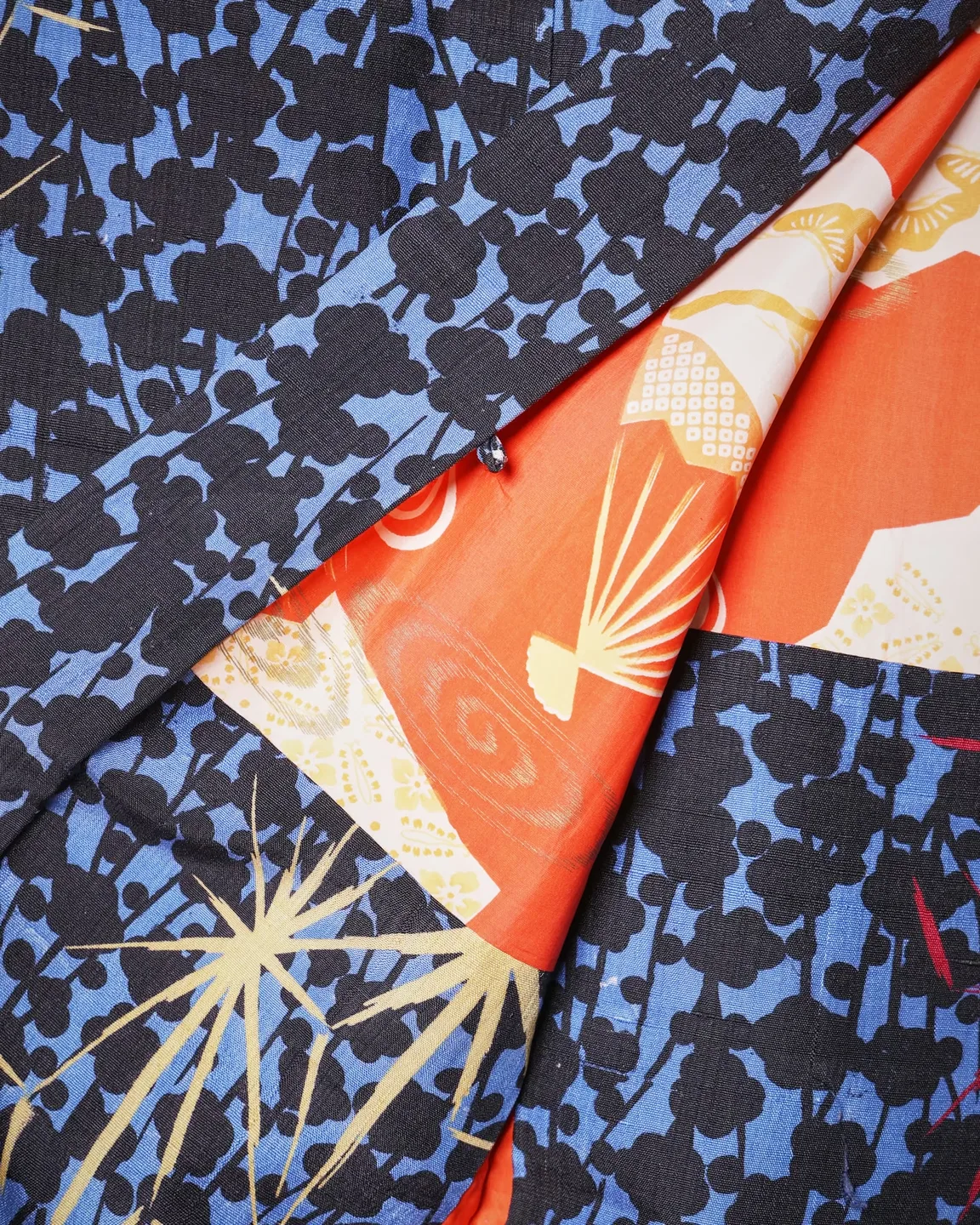Blue-black haori with star motifs — view 3