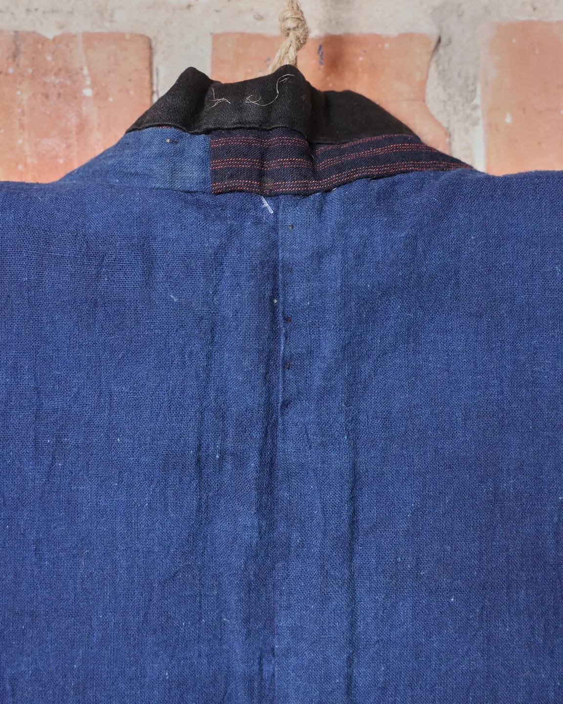 Indigo farmer’s vest with fine inner stripes — view 4