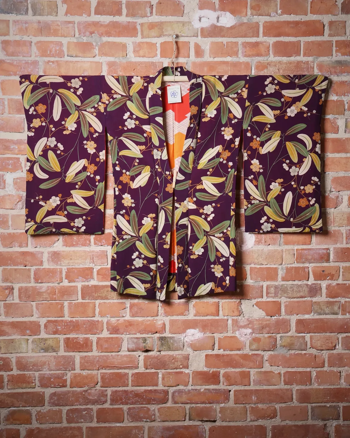 Plum haori with leaves and flowers — view 1