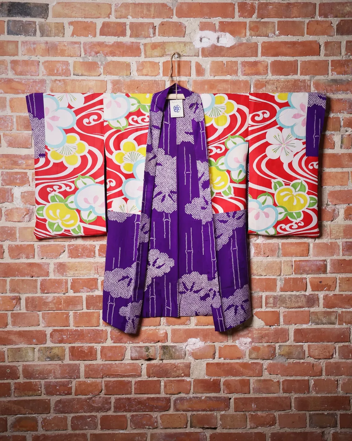 Reversible purple haori with pale trees — view 2