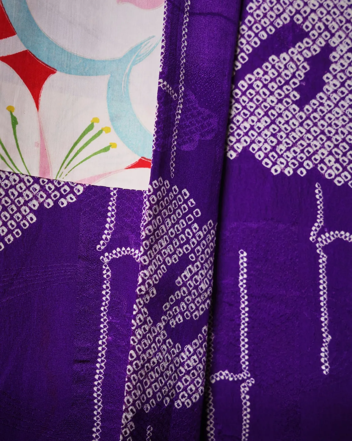 Reversible purple haori with pale trees — view 5