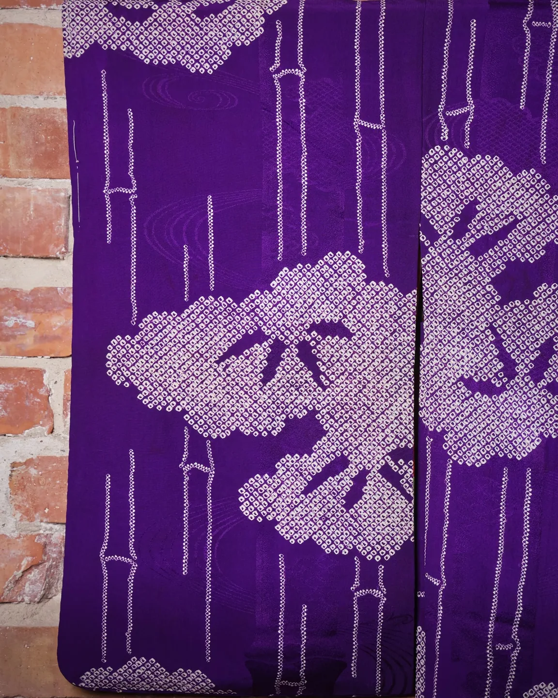Reversible purple haori with pale trees — view 10