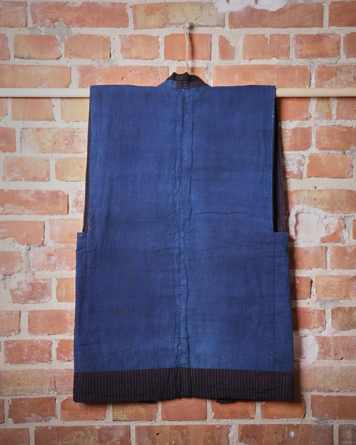 Indigo farmer’s vest with fine inner stripes — view 2