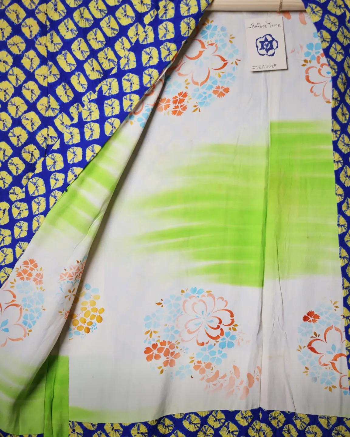 Blue and yellow haori with a small repeating motif — view 5