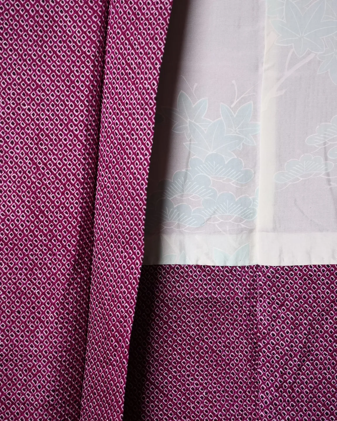 Raspberry shibori haori — view 2