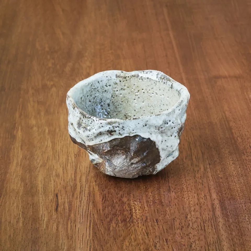 Ash Shino Glaze Kurinuki Guinomi