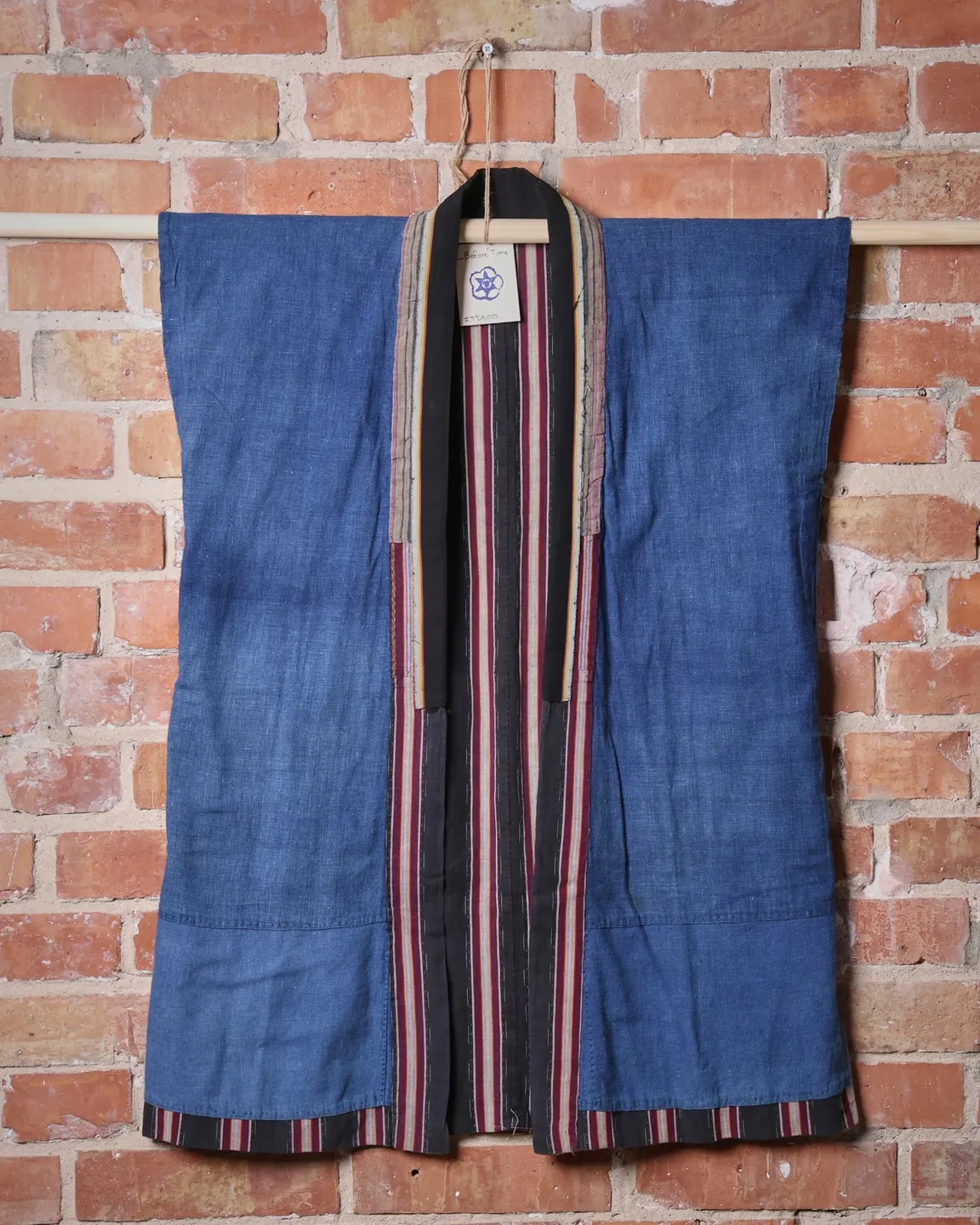 Indigo farmer’s vest with a striped interior — view 1