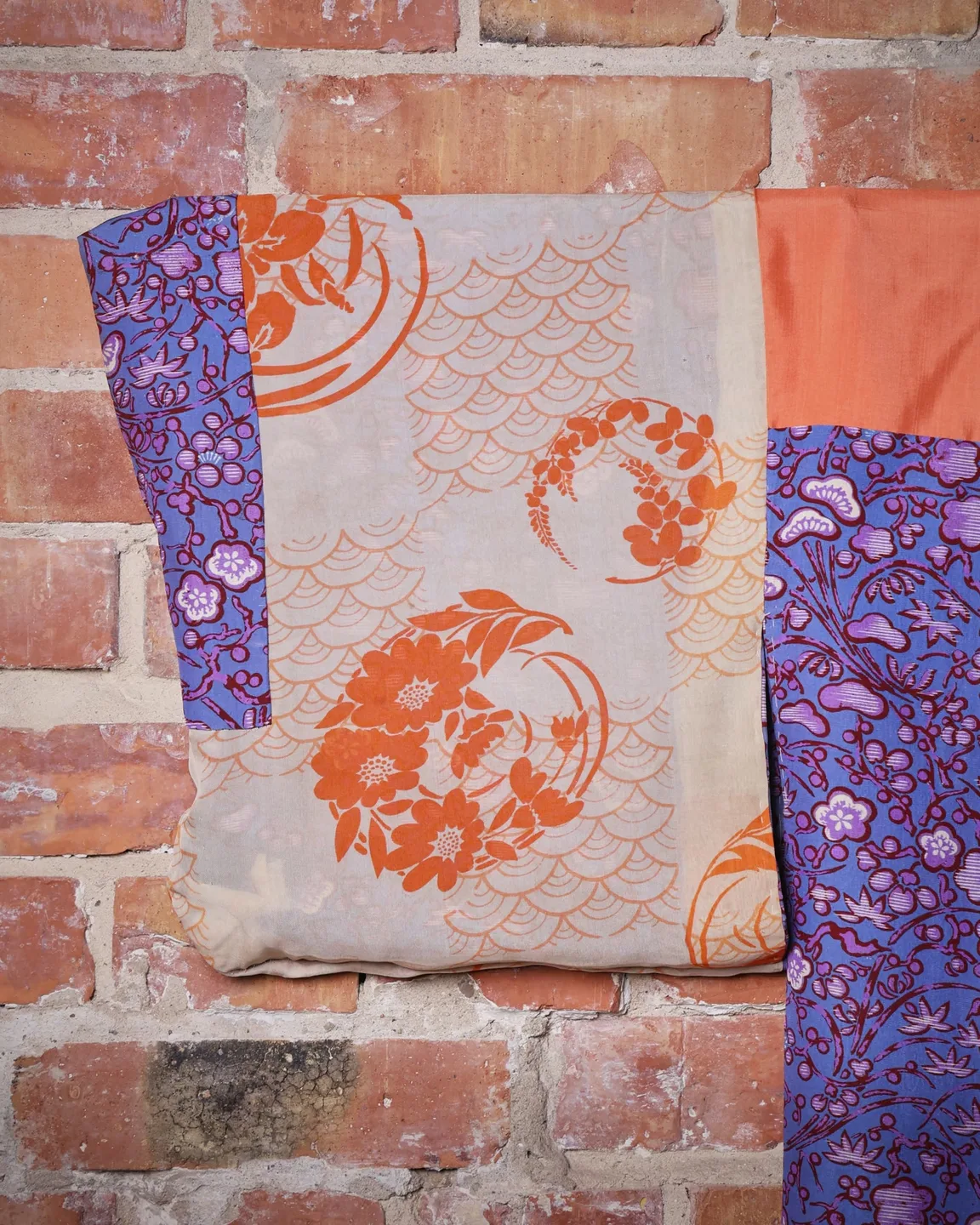 Lilac haori with a burgundy botanical pattern — view 7