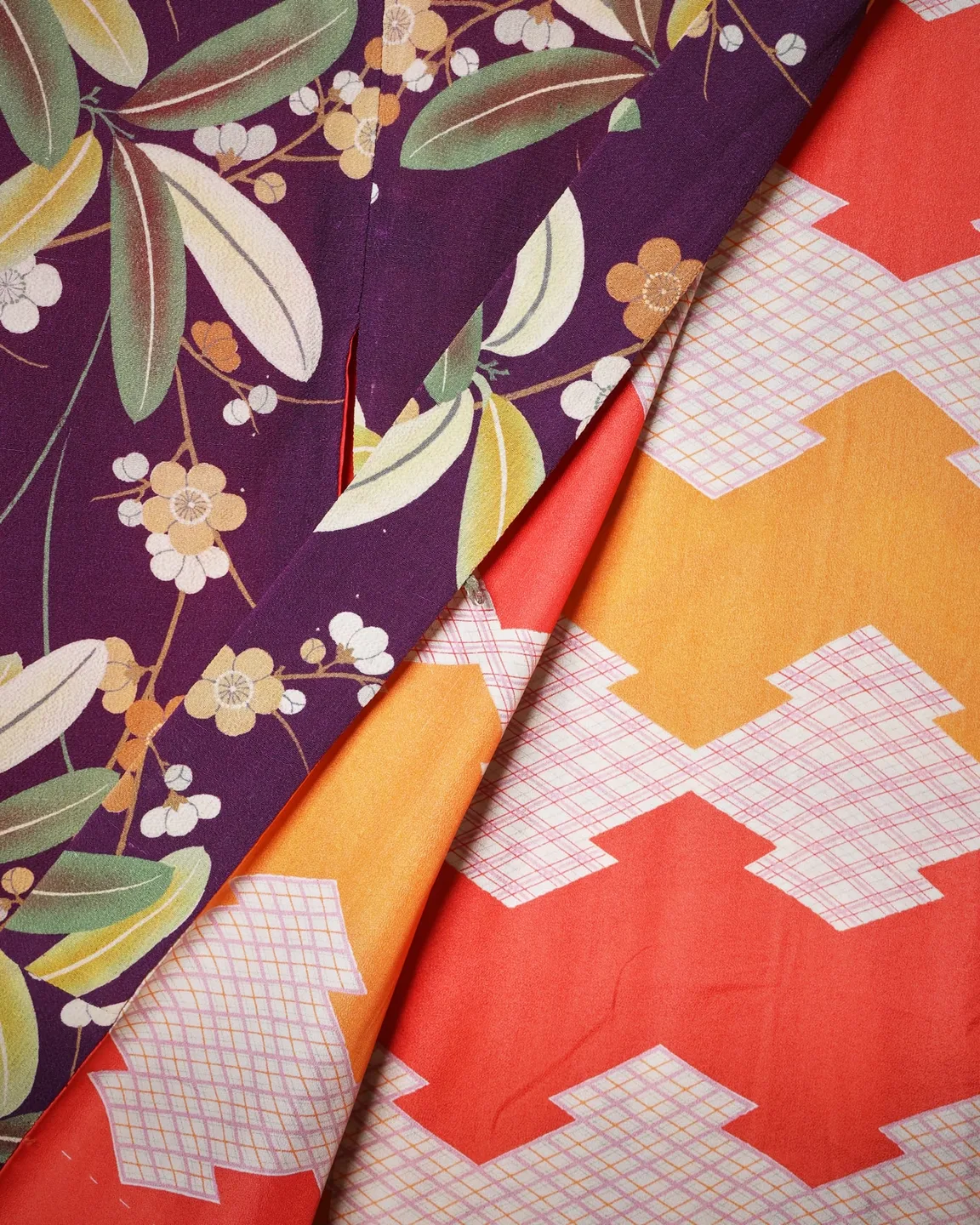 Plum haori with leaves and flowers — view 4