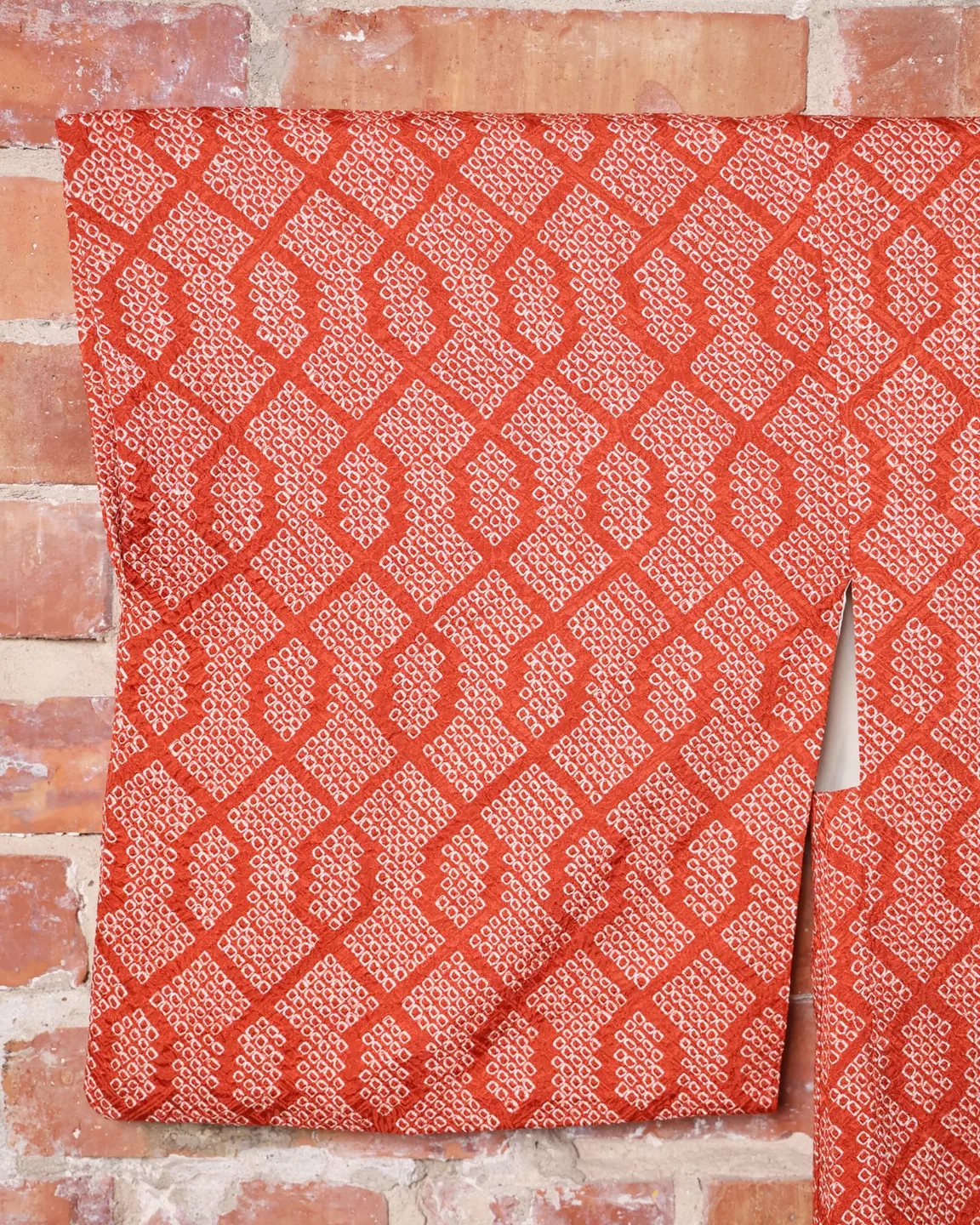 Orange-red haori with a diamond pattern — view 5