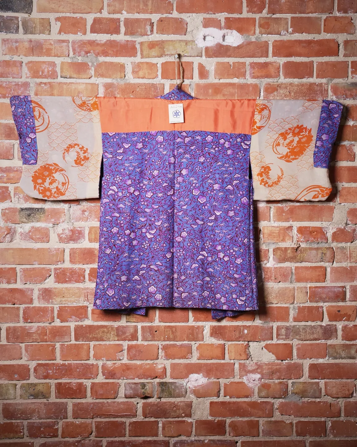 Lilac haori with a burgundy botanical pattern — view 8