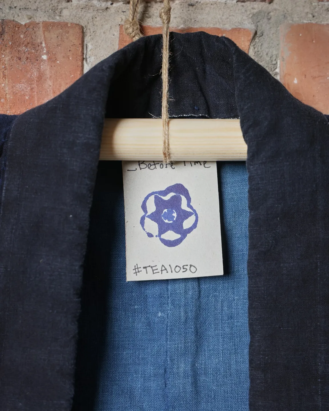 Indigo hanten with blue inner panels — view 3
