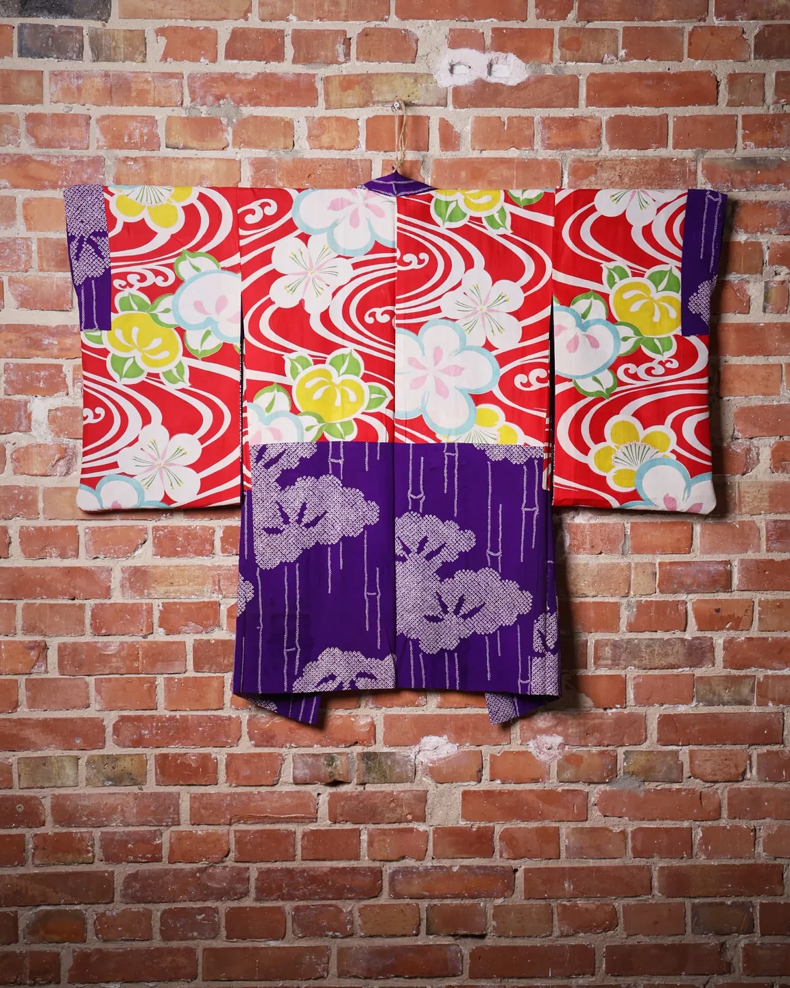 Reversible purple haori with pale trees — view 6