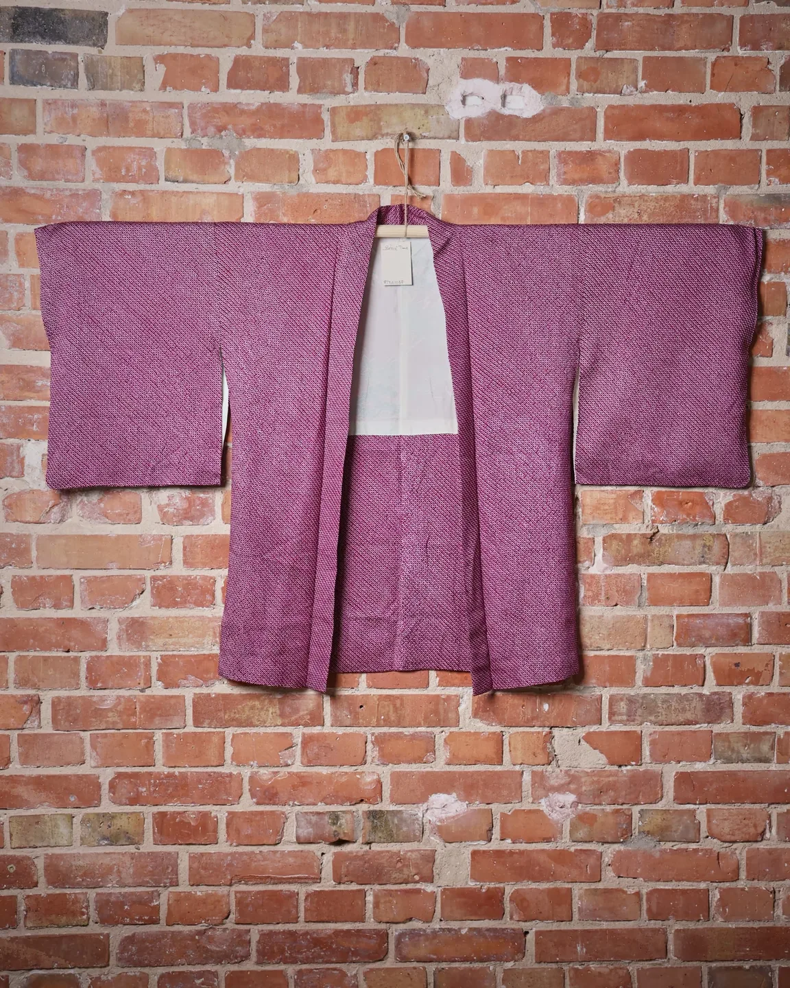 Raspberry shibori haori — view 1