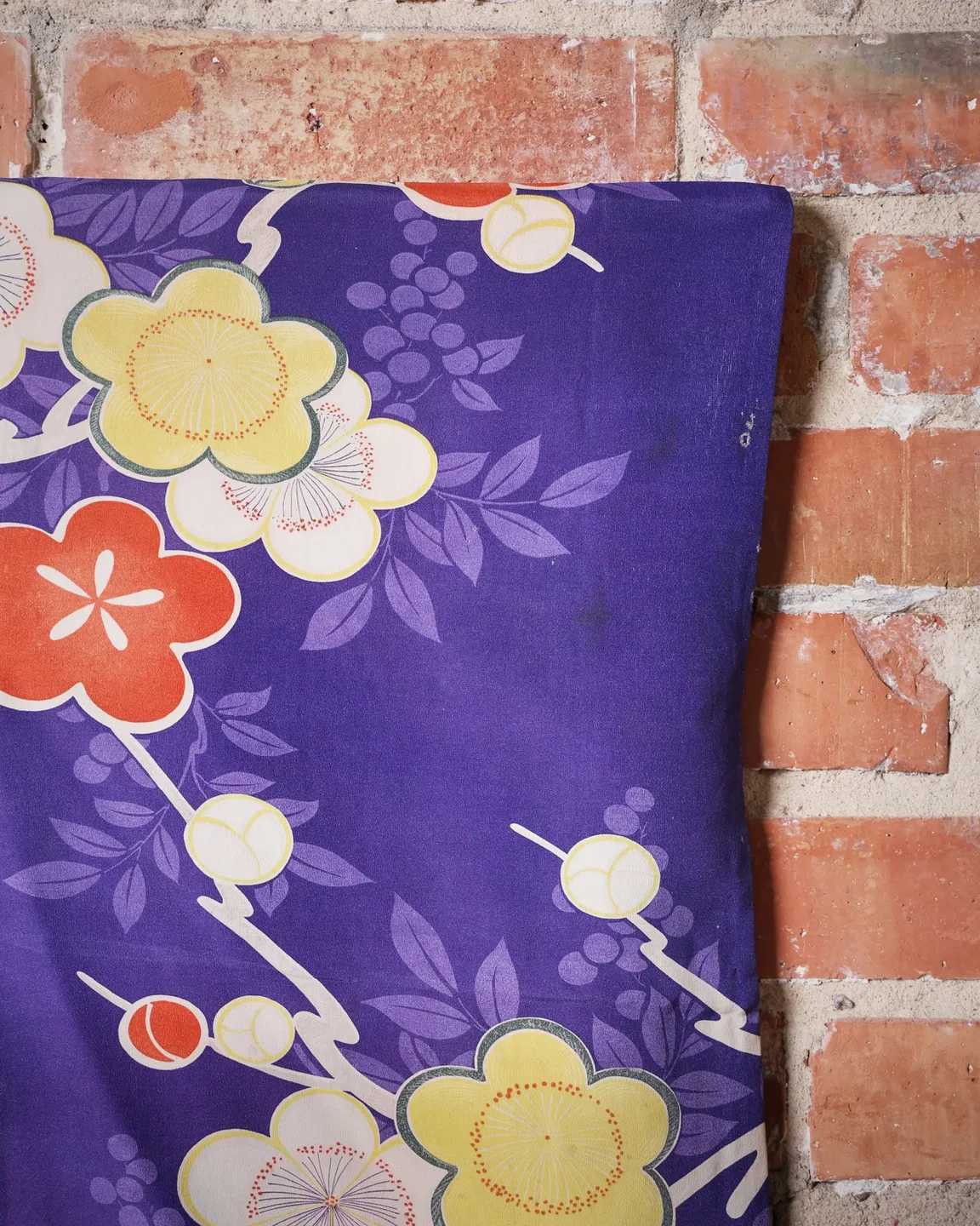 Purple haori with large multicoloured flowers — view 3
