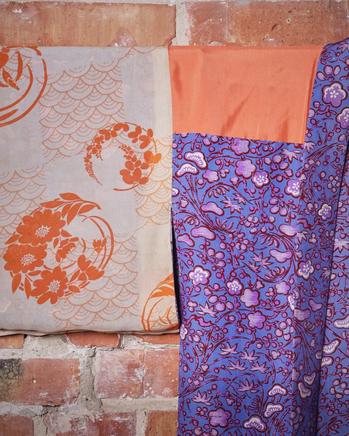 Lilac haori with a burgundy botanical pattern — view 6
