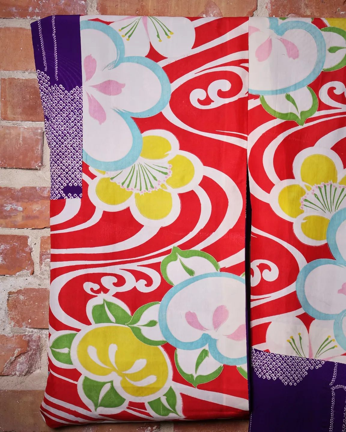 Reversible purple haori with pale trees — view 3